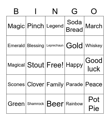 St Paddy's Day Bingo Card