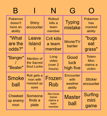 Odds Locke Season XI Bingo Card