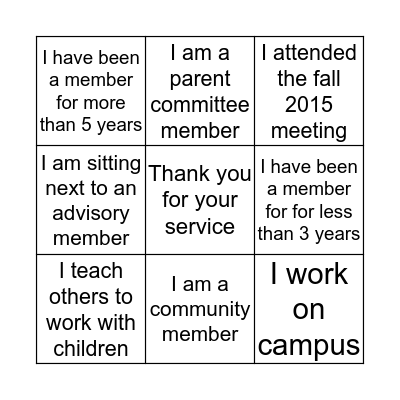 Riley Advisory Bingo Card