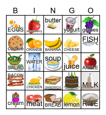 FOOD Bingo Card