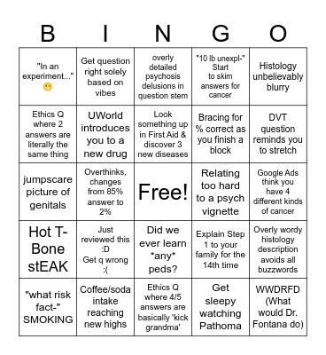 Step 1 Dedicated Bingo Card