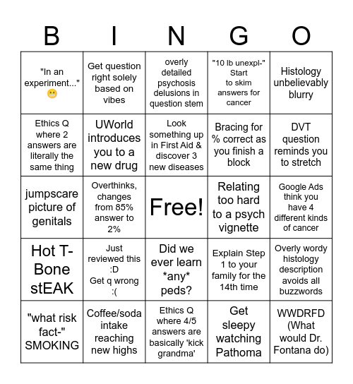 Step 1 Dedicated Bingo Card