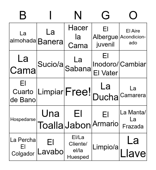 Ch 7 Vocab/Verbs Bingo Card