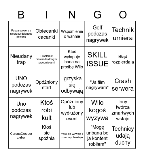 WILO IGRZYSKA BINGO Card