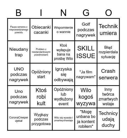 WILO IGRZYSKA BINGO Card