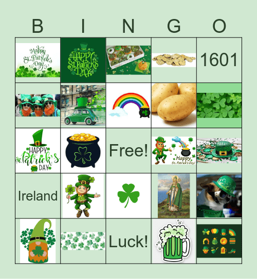 Saint Patrick's Day Bingo Card