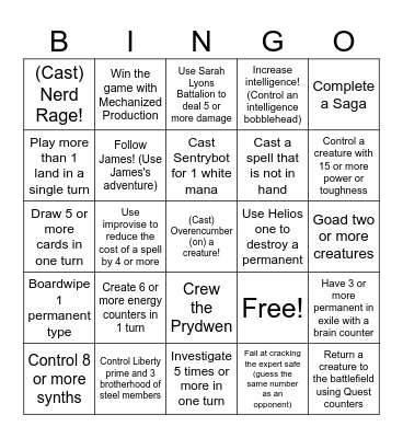 Science! Bingo Card