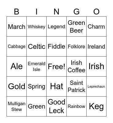 St. Patty Day Bingo Card