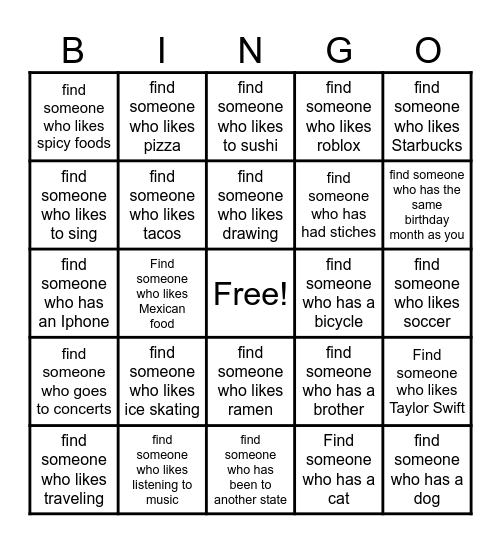 Get to Know You BINGO! Bingo Card