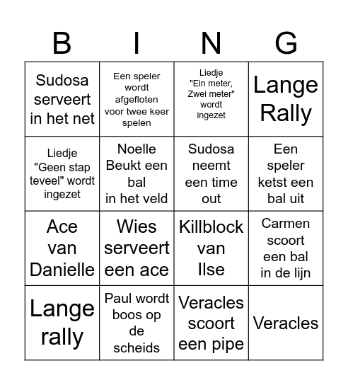 Bingo Dames 1 Bingo Card