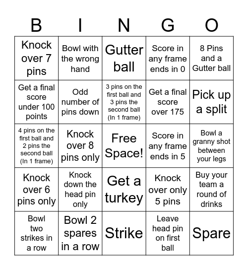 WCS Bowling Bingo-Adult Bingo Card