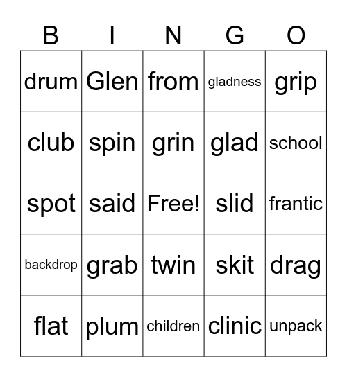 Phonics for Reading L1-L29 Bingo Card