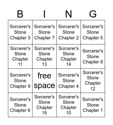 Harry Potter Sorcerer's Stone Chapter Bingo Card