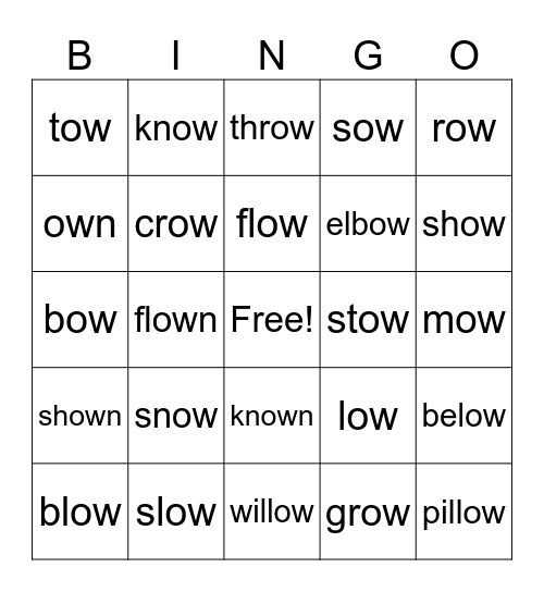 ow says o BINGO Card