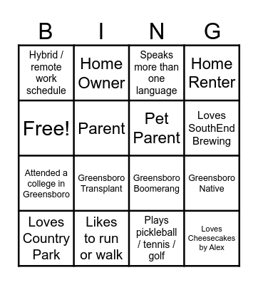 synerG Council Meeting 3/20 Bingo Card