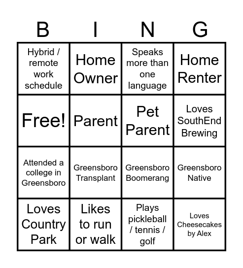 synerG Council Meeting 3/20 Bingo Card