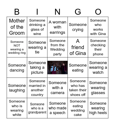 Wedding Guest Bingo Card