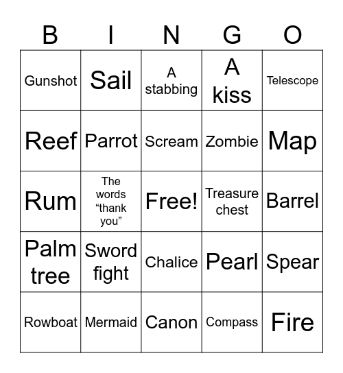 Black’s Movie Night Theatre Bingo Card