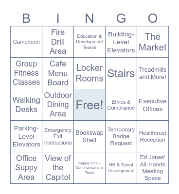 New Hire Business Orientation Bingo Card
