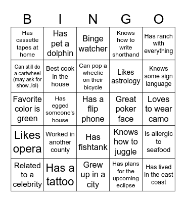 We have something in common Bingo Card