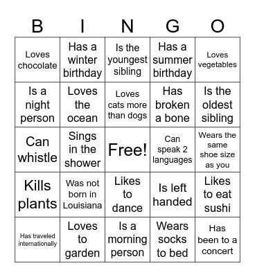 Find Someone Who… Bingo Card