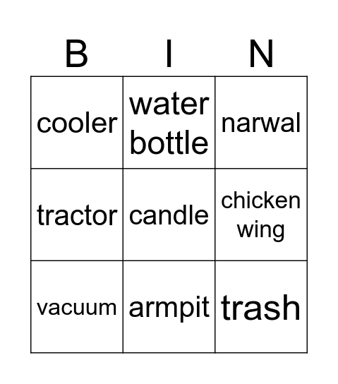 carlys bingo Card