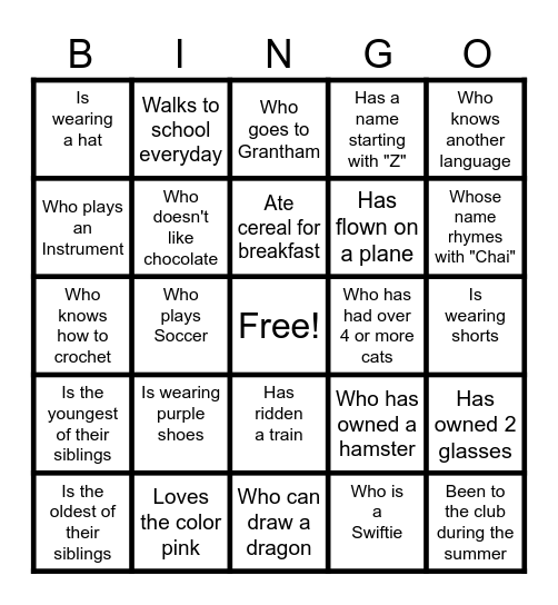 Find Someone Who...(write their name in the box!) Bingo Card