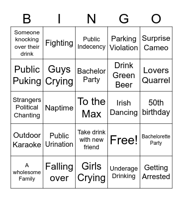 St. Patrick’s Day Bingo Card