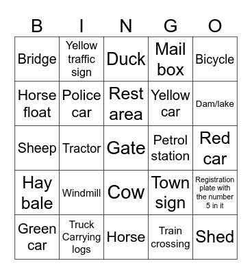 Travelling with kids Bingo Card