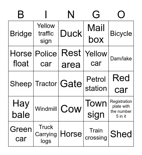 Travelling with kids Bingo Card