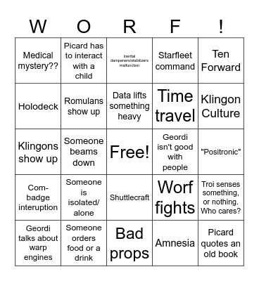 STAR TREK: Bingo Card