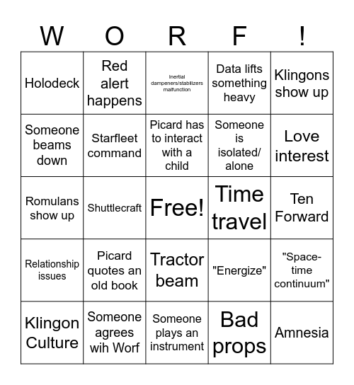 STAR TREK FRIDAYS! Bingo Card