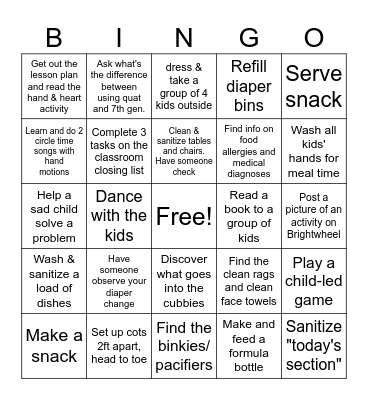 Meadowlark Training Bingo Card