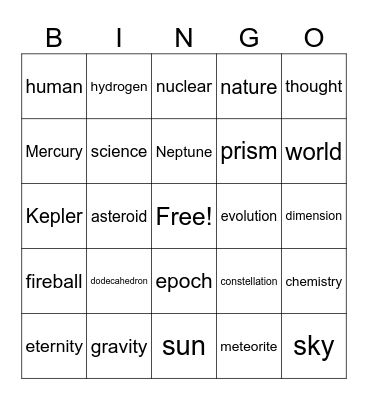 Cosmos Bingo Card