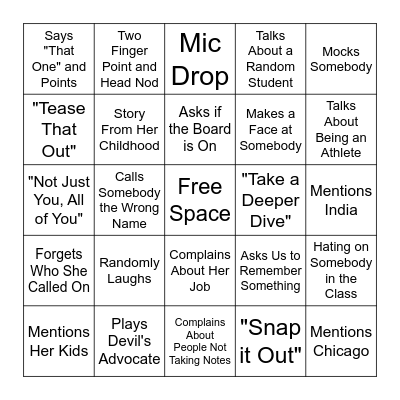 Ms Randolph Bingo Card