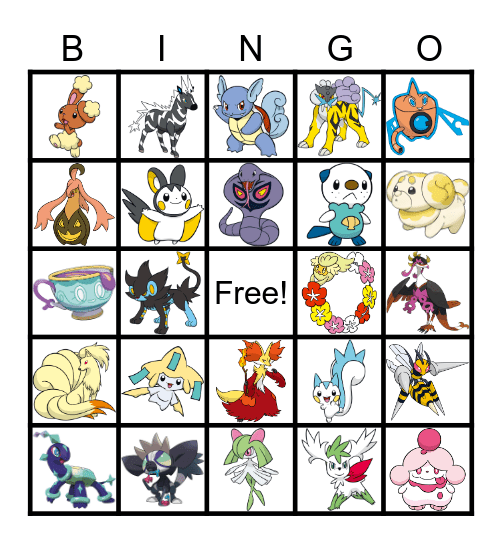 Pokemon bingo card Bingo Card