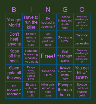 Survivor Hard Bingo (DBD) Bingo Card