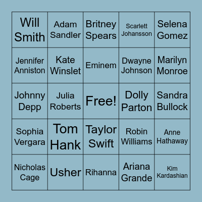 Celebrities Bingo Card