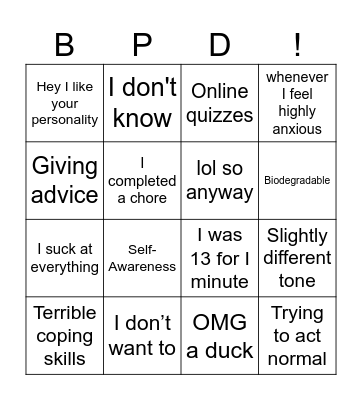 Card #1 Bingo Card
