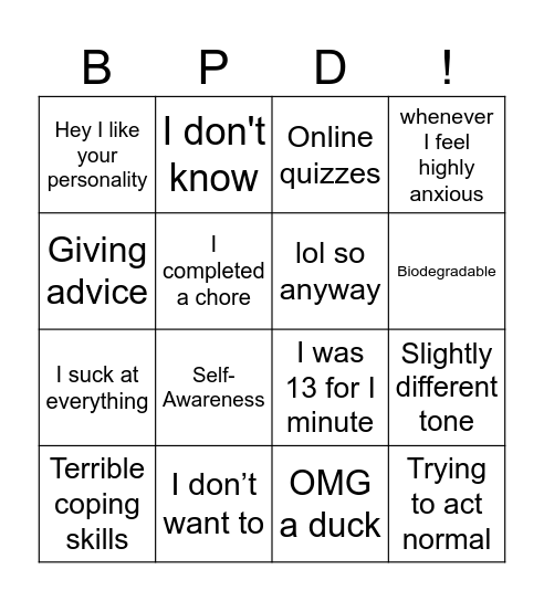 Card #1 Bingo Card
