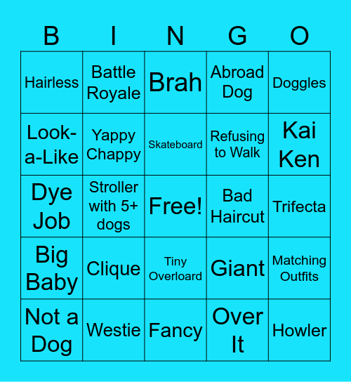 Dog Festival Bingo Card