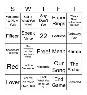 BINGO (Nithya's Version) Bingo Card