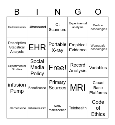 NI BINGO Card