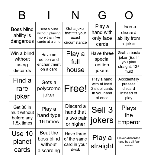 BALATRO BINGO Card