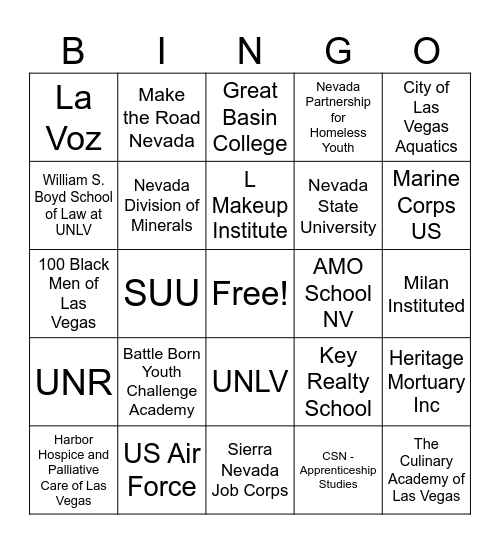 C and C Fair Bingo Card