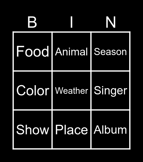 Untitled Bingo Card