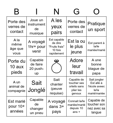 TROUVER L'INVITÉ Bingo Card