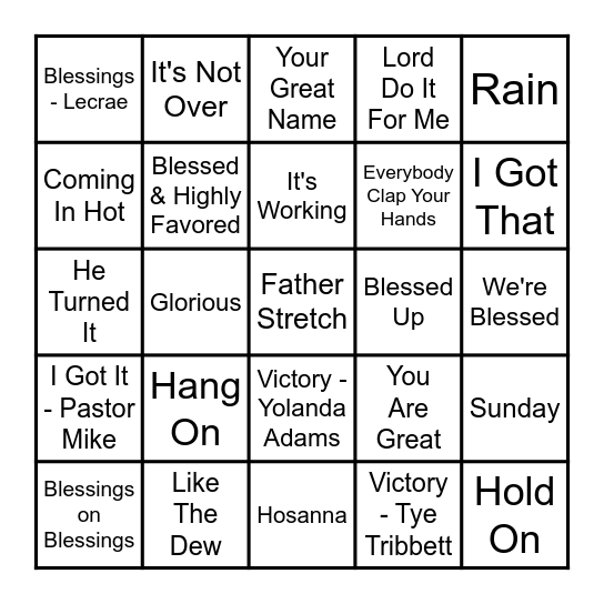 First A.M.E. Fame Youth Department Vibe Bingo Card