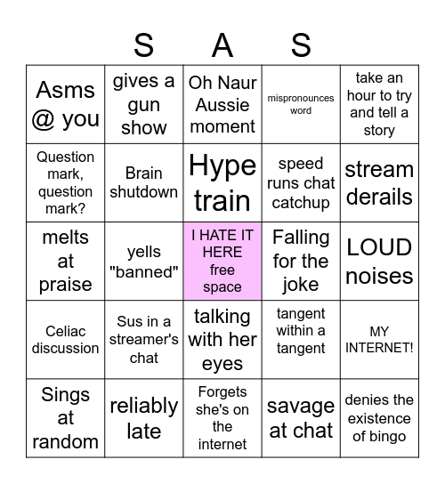 Sas Steams Bingo Card