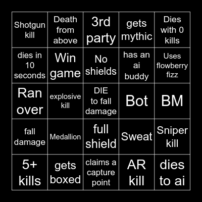 fortnite bingo Card